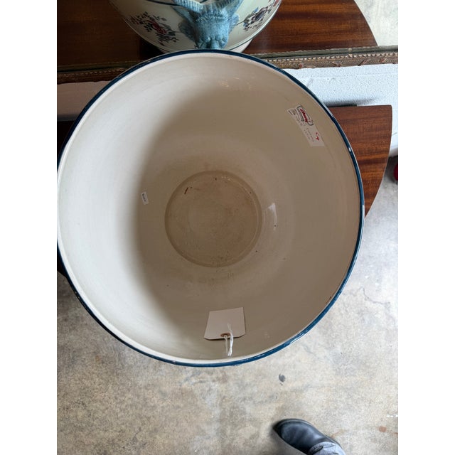 Ceramic Vintage Chinoiserie Ceramic Cachepot Planter With Relief Ram Head Handles For Sale - Image 7 of 7