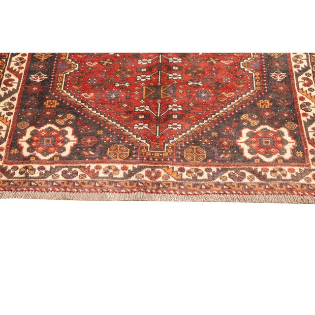 Vintage Hand-Knotted Persian Qashqai Rug 3'8" X 4'9" For Sale - Image 17 of 18