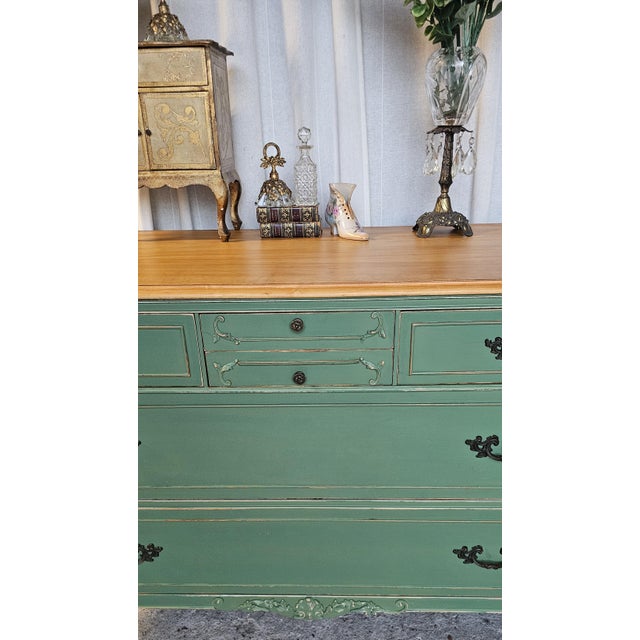 Green French Provencial Dresser, Circa 1930's, Louis XV Style For Sale - Image 12 of 18