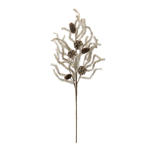 Bring a touch of winter elegance to your holiday decor with the Tinsel Pine Spray set. Featuring silver and brown tones...
