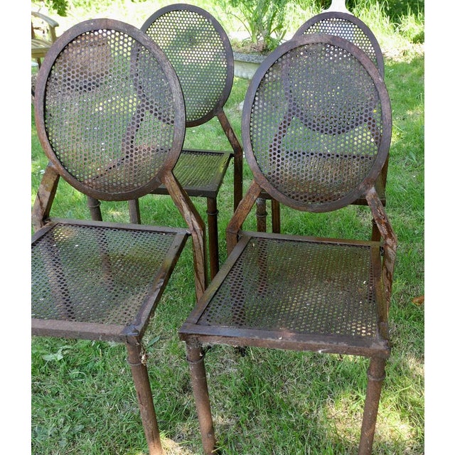 Brutalist Iron Stacking Dining Chairs, 1960, Set of 4 For Sale - Image 4 of 8