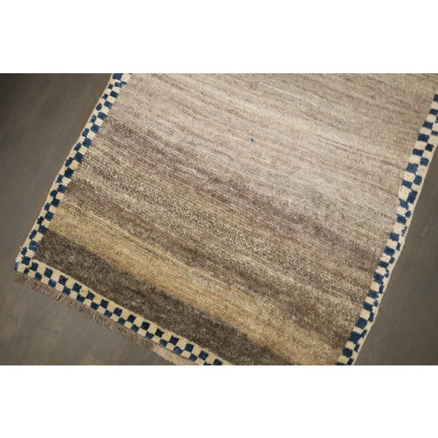 Zabihi Collection Persian Gabbeh Checker Border Small Rug For Sale - Image 9 of 11