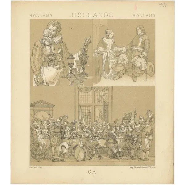 Antique print titled 'Holland - Hollande - Holland'. Chromolithograph of Holland Scenes. This print originates from 'Le...