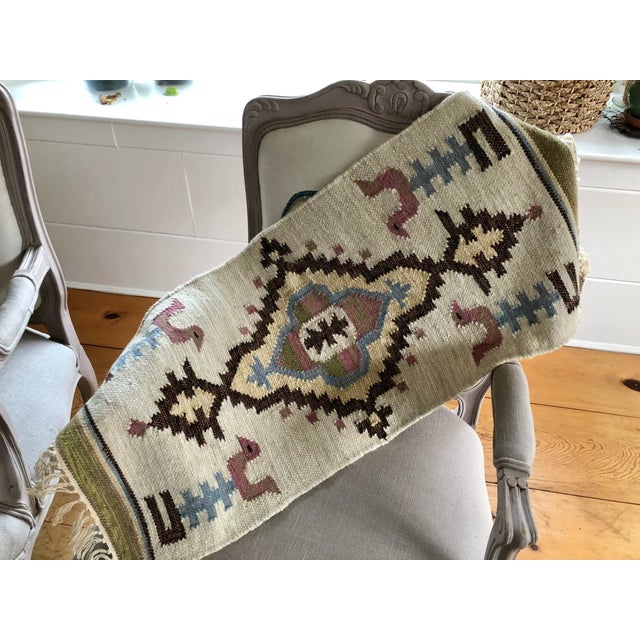 Mid-Century Modern Vintage Scandinavian Folk Art Wool Wall Hanging – "Wilkum Bird" Design For Sale - Image 3 of 8