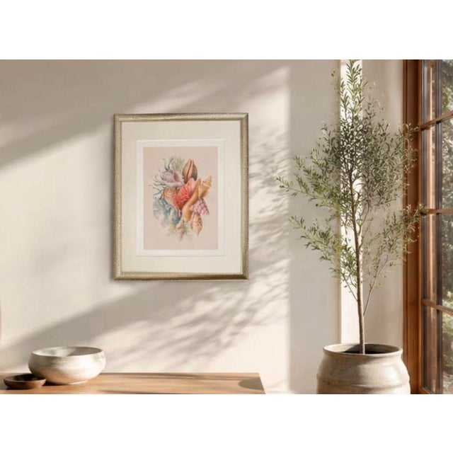 Framed Coastal Seashell Bouquet Watercolor Art Print For Sale - Image 11 of 12