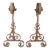 Antique Wrought Iron Andirons | Hand-Forged Scrollwork Fireplace Dogs | 26.5” Tall Primitive Hearth Set For Sale