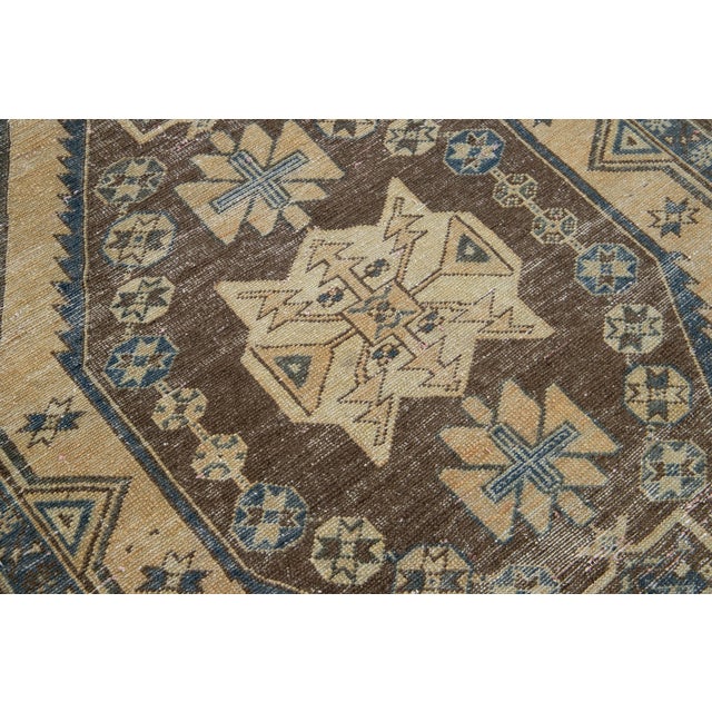 Textile Vintage Persian Distressed Brown Wool Rug With Allover Designed For Sale - Image 7 of 8