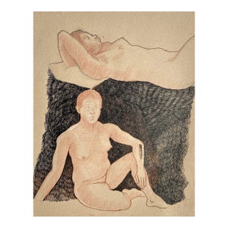 1990s Ron Yrabedra Female Nude Drawing on Paper For Sale