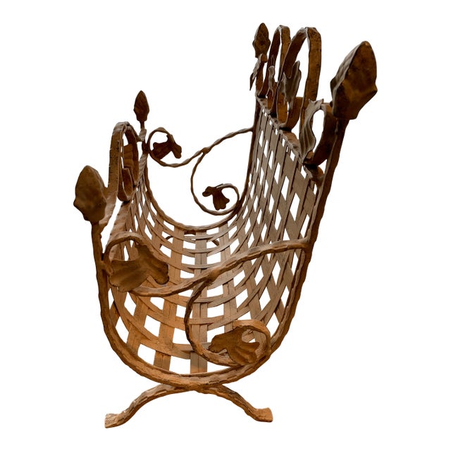 Elegant woven vintage wrought iron magazine rack; perfect in a family room, bedroom or bathroom. Fabricated from high...