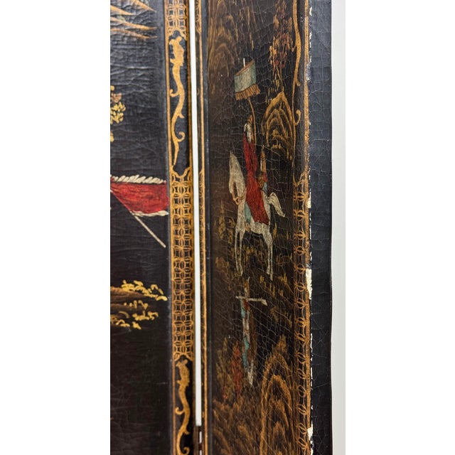 Antique Early 20th Century Chinese Hand-Painted Coromandel Gilded Screen For Sale - Image 9 of 17