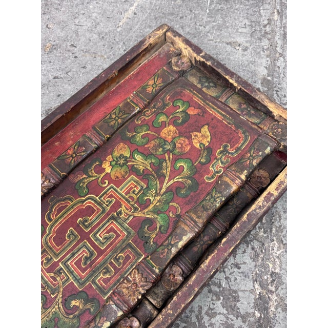 Wood Antique Tibetan Folding Prayer Table. For Sale - Image 7 of 12