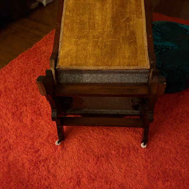 Late 19th Century Antique Eastlake Victorian Platform Rocking Chair | Walnut | Original Gold Velvet | For Sale - Image 5 of 6