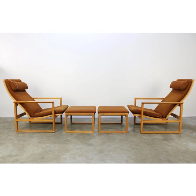 Mid-Century Model 2254 Lounge Chairs with Ottomans by Børge Mogensen for Fredericia, Set of 4 For Sale - Image 5 of 18