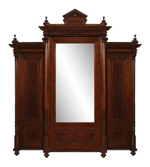 Neoclassic Solid Walnut & Burl Wardrobe with Oak Interior