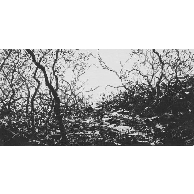 Fractal by Todd Carpenter | Acrylic on Board Abstract landscape with twisted branches and sparse foliage. For Sale