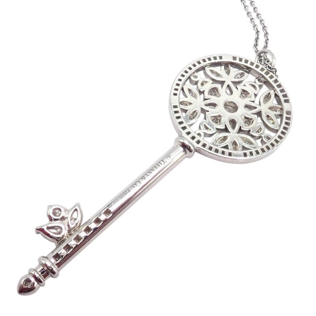 Tiffany and Co. Tiffany & Co Platinum Large Victoria Vine Key Pendant Necklace For Sale - Image 4 of 14