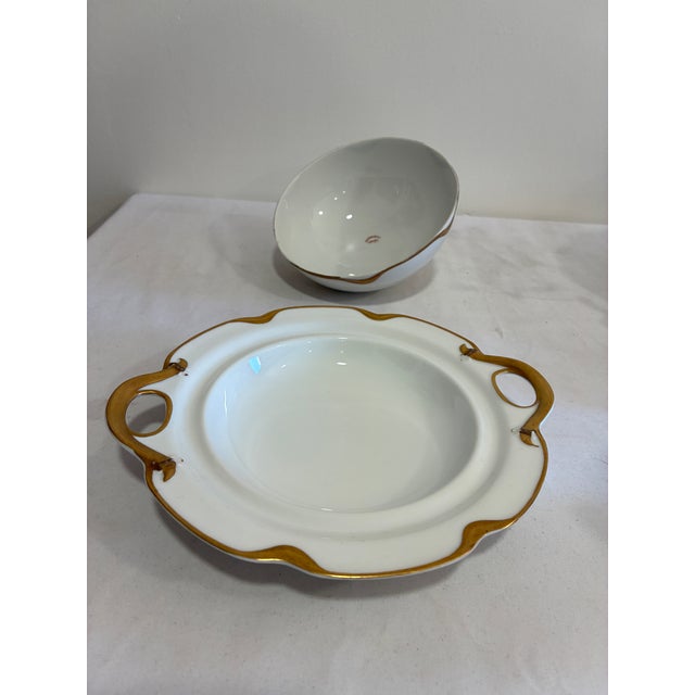 White Early 20th Century Haviland & Co. Limoges Gold Gilt Domed Butter Dish For Sale - Image 8 of 11