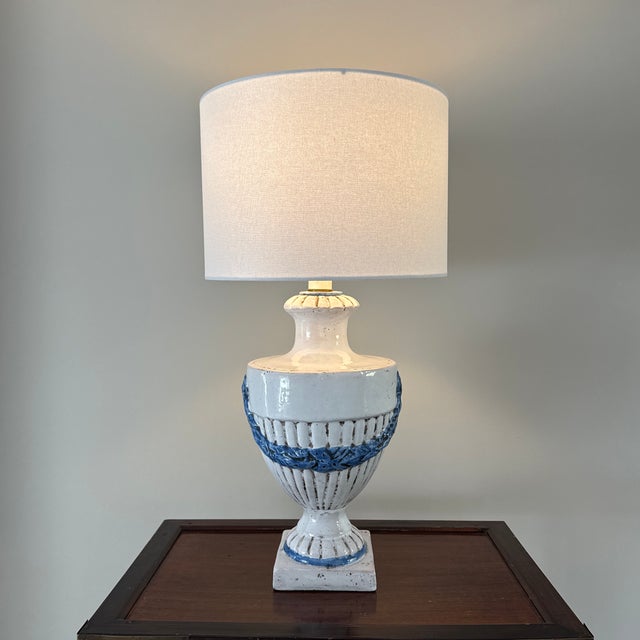 Mid 20th Century Vintage Rustic French Terracotta Urn Table Lamp With Swag Motif - 19” For Sale - Image 5 of 12