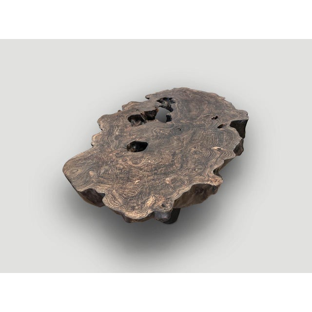 Andrianna Shamaris Organic Lightly Charred Teak Wood Coffee Table For Sale - Image 4 of 6