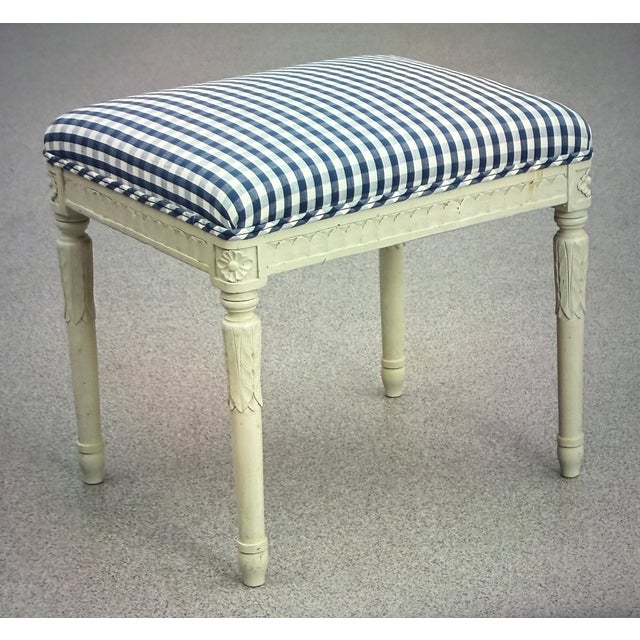 Early 20th Century Antique Gustavian Ottoman in Wood and Textile, 1900 For Sale - Image 5 of 5
