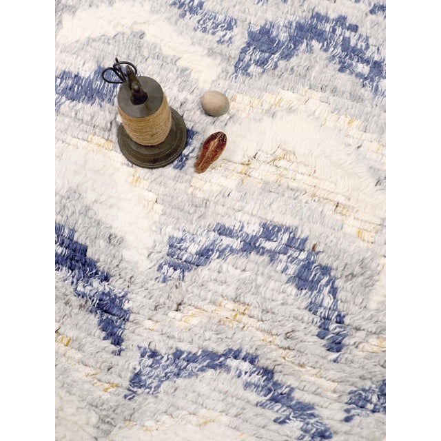 Modern Pasargad Home Moroccan Blue Wool Area Rug- 4'11" X 7'10" For Sale - Image 3 of 6