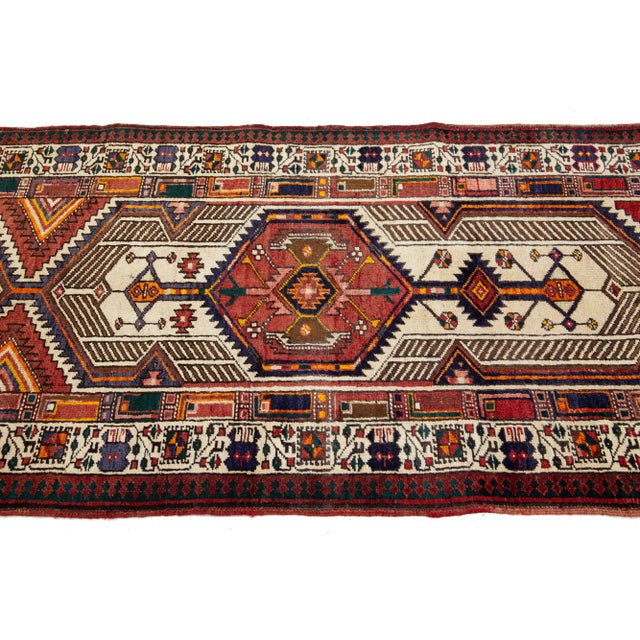 1960s Vintage Serab Handmade Wool Rug With Multicolor Design For Sale - Image 4 of 7