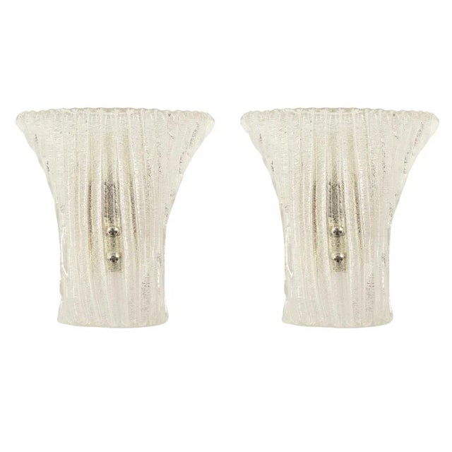 Ribbed Clear Murano Glass Wall-Mounted Lamps, 1960s, Set of 2 For Sale - Image 11 of 11
