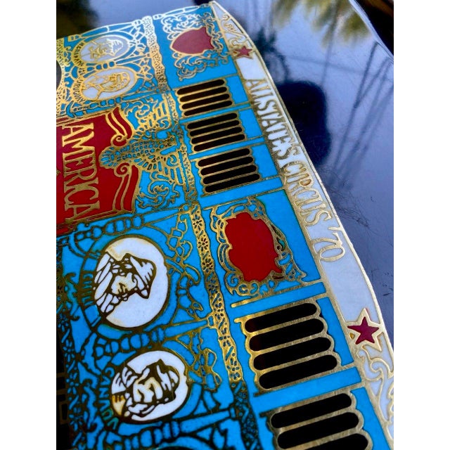 Vintage Couroc of Monterey "America" Circus Wagon Tray | Barnum & Bailey Commemorative Design | Mid-Century California For Sale - Image 4 of 12