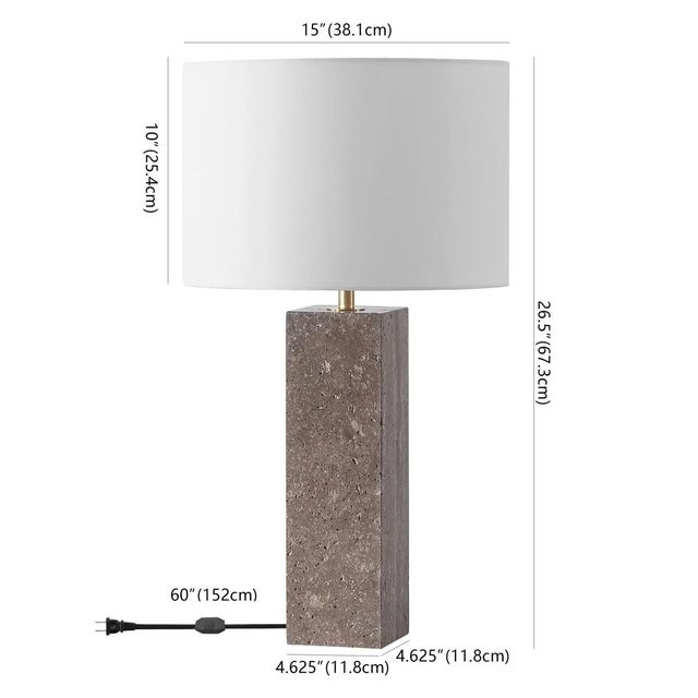 Safavieh Feliciano Travertine Table Lamp in Dark Brown/White For Sale - Image 4 of 4
