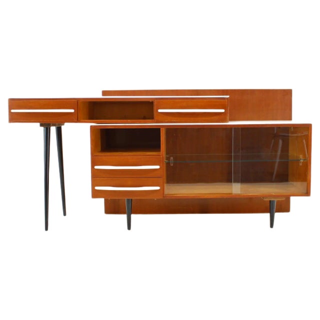 Modular Desk and Chest of Drawers by M. Pozar, Czechoslovakia, 1960s, Set of 2 For Sale