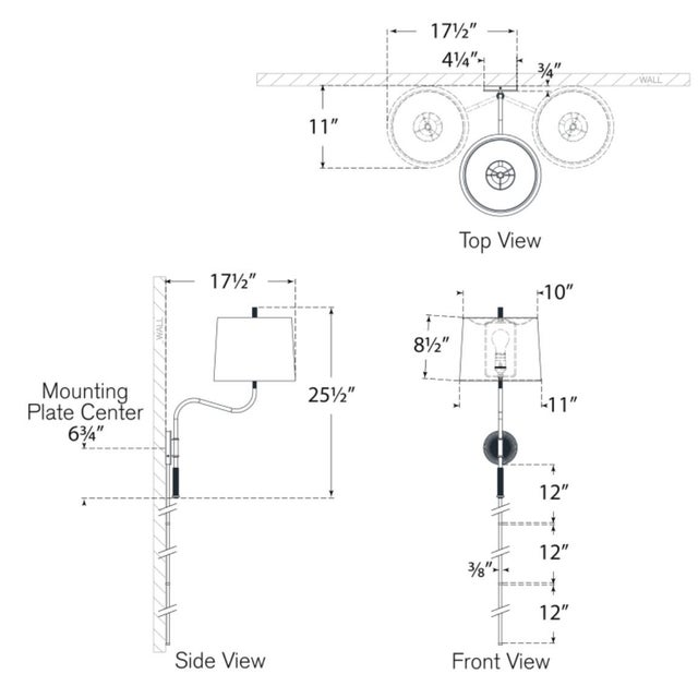 Canto Medium Swinging Wall Light in Bronze and Brass with Linen Shade Designer: Thomas O'Brien Finish: Bronze and Brass...