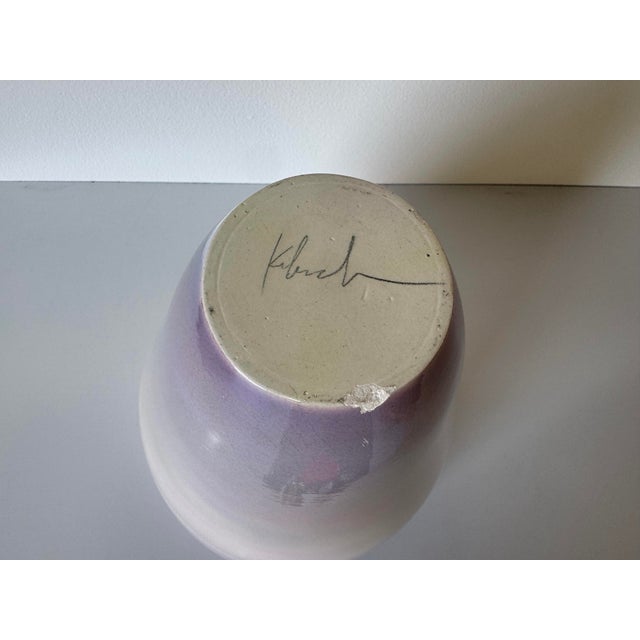 Purple 1980’s Vintage Purple Glazed Art Ceramic Vase, Signed For Sale - Image 8 of 12