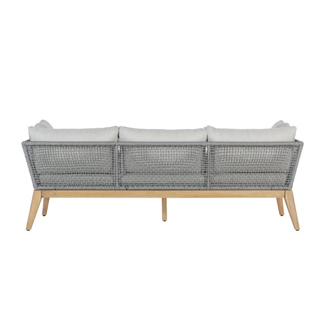Cypress Teak Wood Sofa With Gray Color Rope Design For Sale - Image 13 of 13