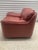 Postmodern Late 20th Century Postmodern Overstuffed Leather Club Chair and Ottoman in Dusty Rose Leather by Leathercraft For Sale - Image 3 of 12