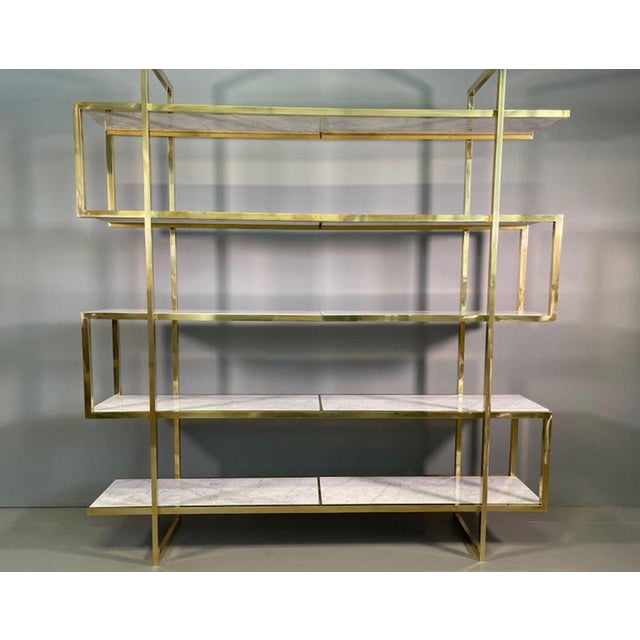 1960s Mid-Century Brass Marble Bookcase, 1960s For Sale - Image 5 of 15