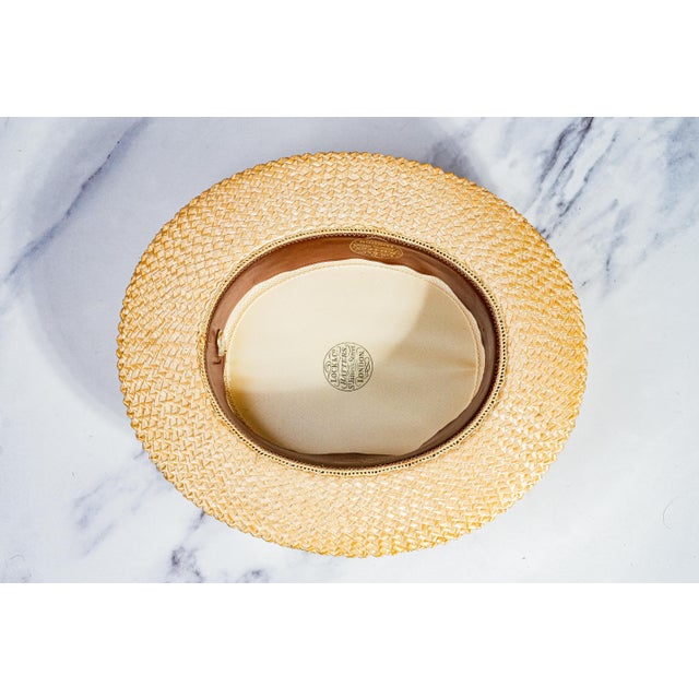 Charming Vintage Straw Men's Boater Hat Brooks Brothers Lock & Co. Fashion Decor Prop For Sale - Image 9 of 15