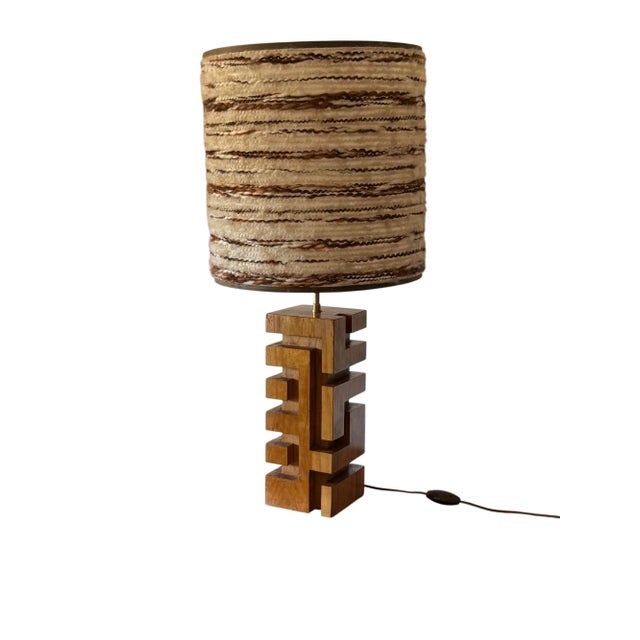 1970s 1970s Hollywood Regency Wood Table Lamp For Sale - Image 5 of 12