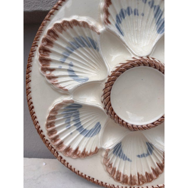 French 19th Century Majolica Oyster Plate Longchamp For Sale - Image 3 of 4