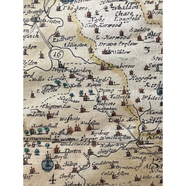 Rare Original Antique Hand Colored Map of Buckinghamshire by Richard Blome 1715 For Sale In New York - Image 6 of 15