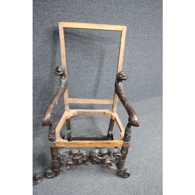 Rococo Putti Carved Throne Chair Frames For Sale - Image 11 of 11