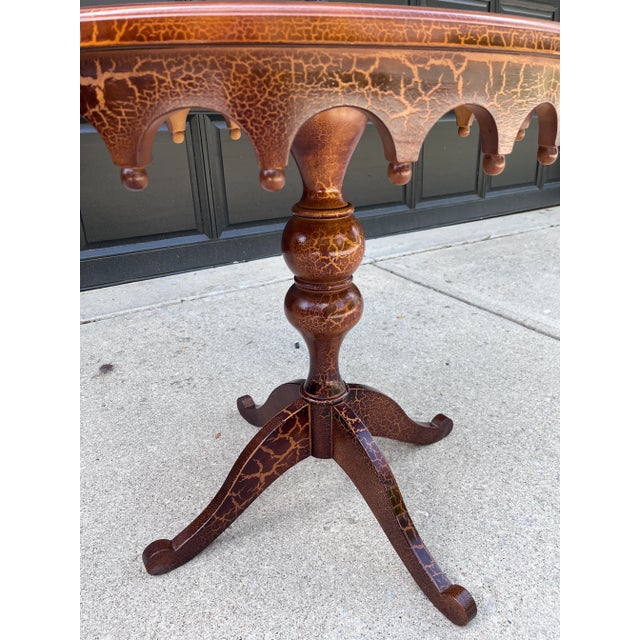 Vintage Giraffe Animal Print Wood Turned Leg Pedestal Table Lane Furniture For Sale - Image 9 of 10