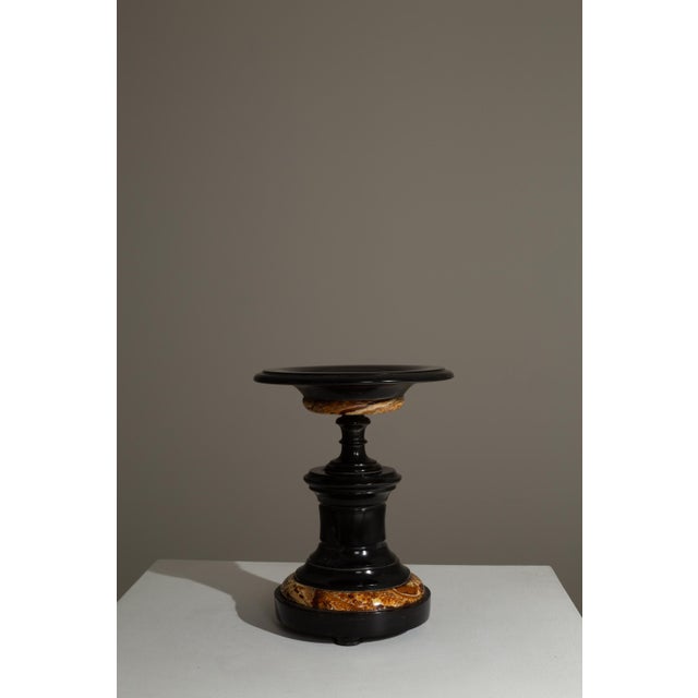 French Provincial 19th Century French Black Marble Tazza Candle Holder For Sale - Image 3 of 18