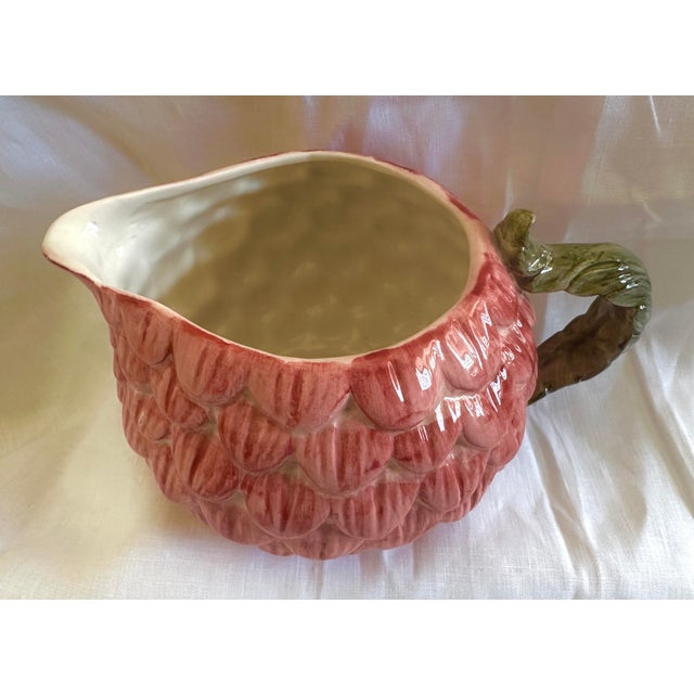 1990s Fitz & Floyd Oci Red Zinna Flower Water Pitcher For Sale - Image 5 of 6