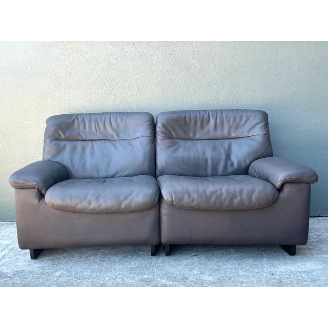 Wood Vintage De Sede Leather Two-Seater Sofa For Sale - Image 7 of 16