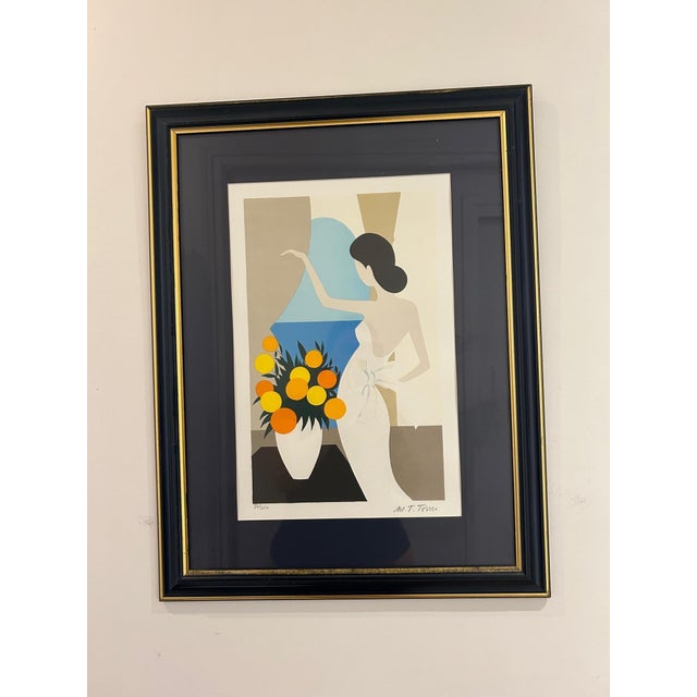 Modern Maria Theresa Torres, Female Figure with Flowers, 1980s, Lithograph For Sale - Image 3 of 13
