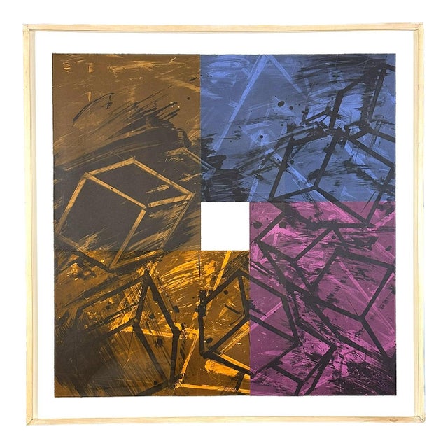 Mel Bochner First Color Quartet 1990 Original Lithograph, Framed For Sale