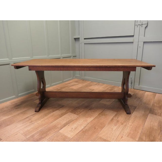 Arts and Crafts Golden Oak Refectory Dining Table This is a good strong Table in the refectory style, the table top has a...