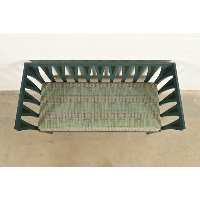 Wood Eliel Saarinen Cranbrook "The Blue Settee" Art Nouveau Settle Sofa or Bench For Sale - Image 7 of 12