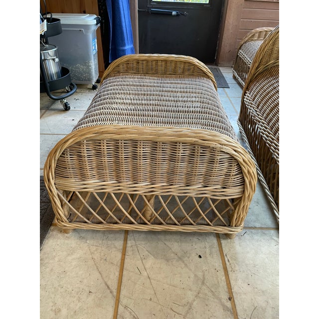 Vintage Smith & Hawken Wicker/Rattan Lounge Chairs With Ottomans For Sale - Image 13 of 14