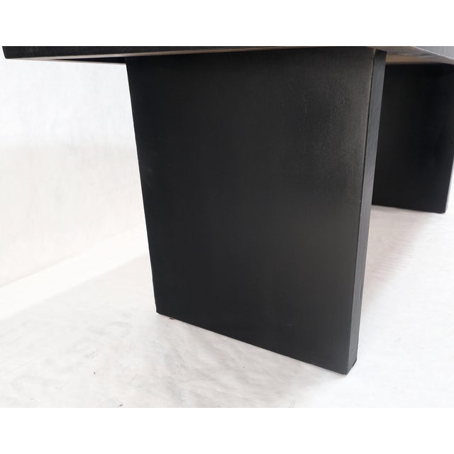Ebonized Black Lacquer Mahogany Floating Cork Top Dining Writing Library Table For Sale - Image 4 of 12